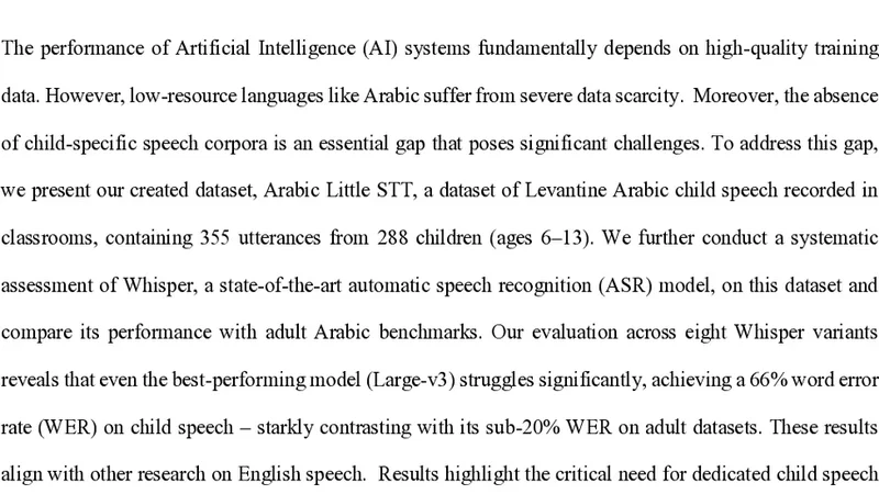 Arabic Little STT: Arabic Children Speech Recognition Dataset