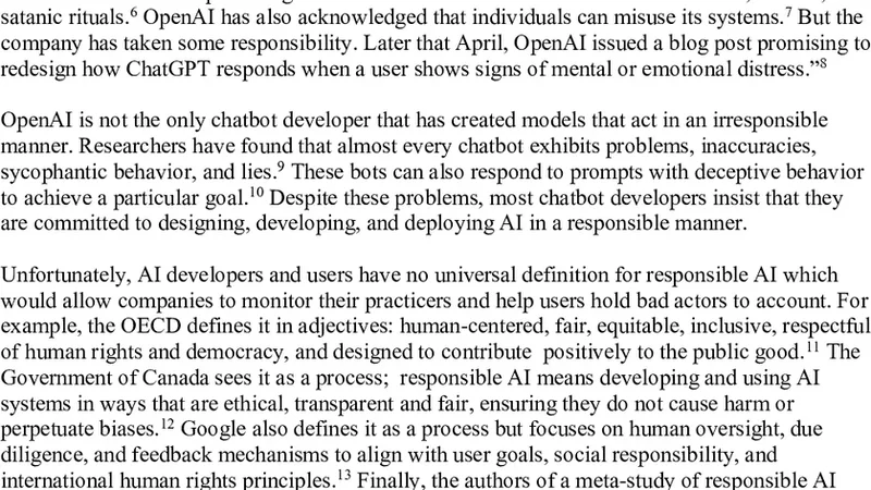 챗봇은 책임 있는 인공지능을 실천하고 있는가