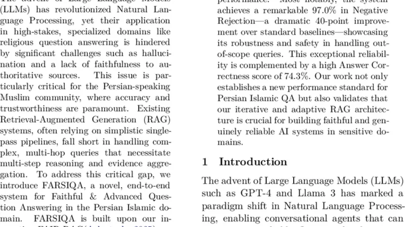 FARSIQA: Faithful and Advanced RAG System for Islamic Question Answering