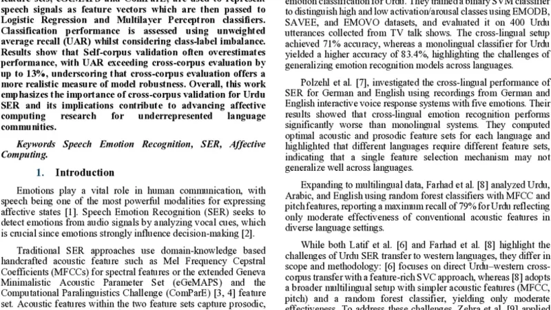 우루두어 감정 인식 교차 코퍼스 검증 연구