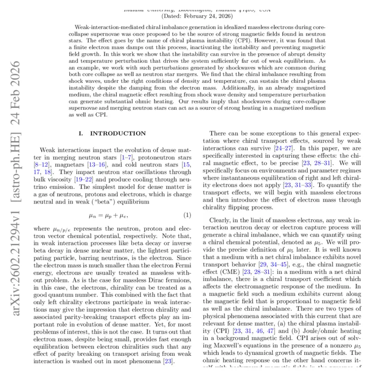 Shock-induced chiral magnetic effect