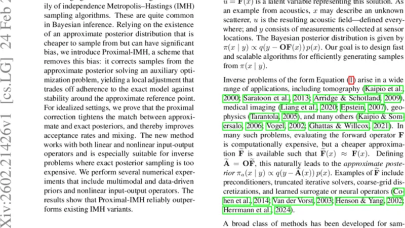 Proximal-IMH: Proximal Posterior Proposals for Independent Metropolis-Hastings with Approximate Operators