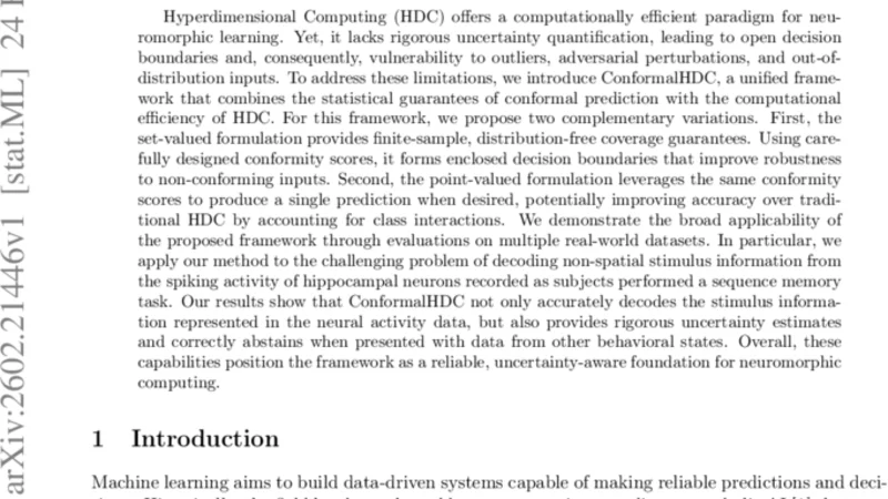 ConformalHDC: Uncertainty-Aware Hyperdimensional Computing with Application to Neural Decoding