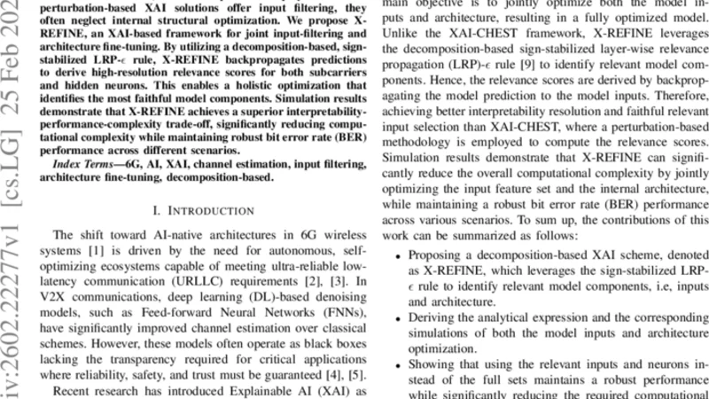 X-REFINE: XAI-based RElevance input-Filtering and archItecture fiNe-tuning for channel Estimation