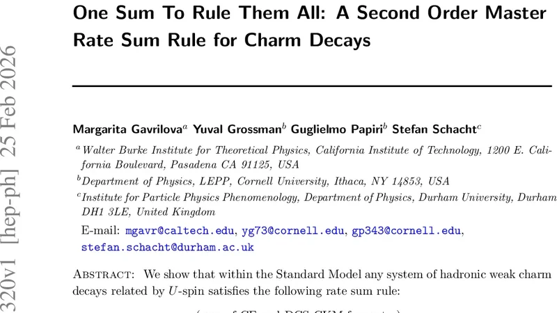 One Sum To Rule Them All: A Second Order Master Rate Sum Rule for Charm Decays