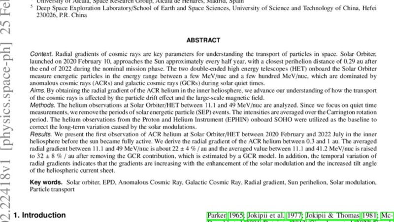 태양계 내부 이상 우주선 헬륨 관측과 방사형 기울기 분석