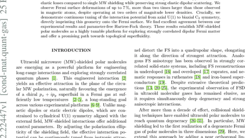 Controlled symmetry breaking of the Fermi surface in ultracold polar molecules