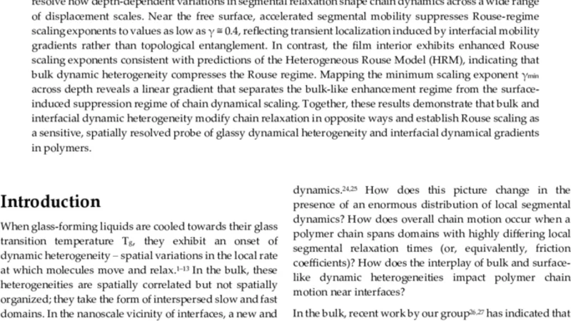 표면과 내부에서 서로 다른 동역학 이질성이 고분자 사슬 이완에 미치는 깊이 의존적 영향