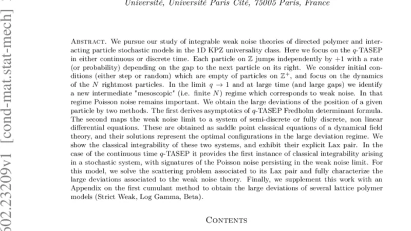 Mesoscopic fluctuation theory of particle systems driven by Poisson noise: study of the $q$-TASEP