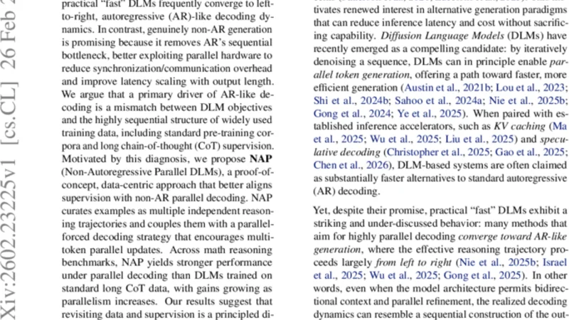 Why Diffusion Language Models Struggle with Truly Parallel (Non-Autoregressive) Decoding?