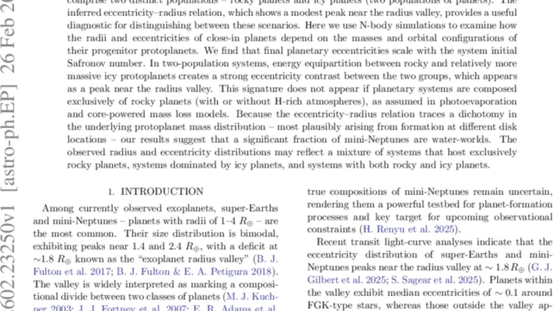 Elevated Eccentricities in the Radius Valley Hint at Water-Rich Mini-Neptunes
