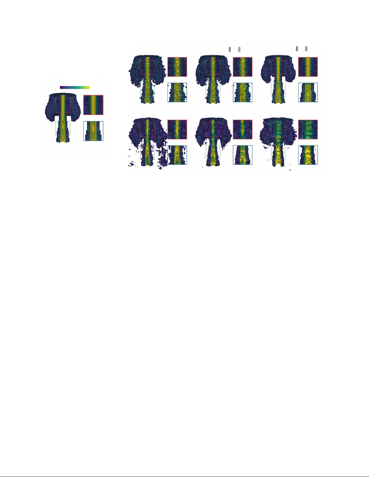 하이퍼스펙트럼 화염 단층촬영을 위한 3차원 표현 비교