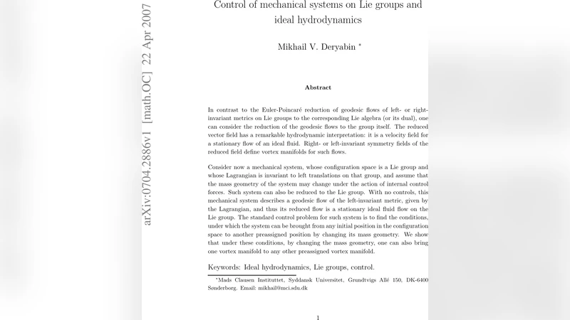 리군드 상의 기계 시스템 제어와 이상 유체 흐름