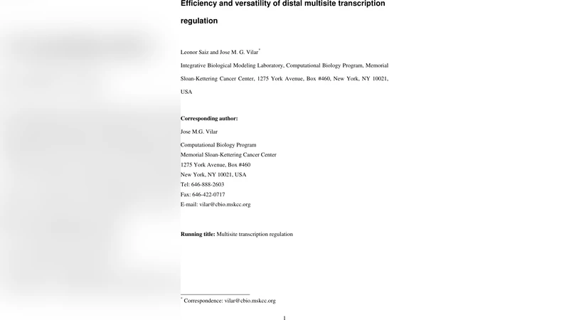 원거리 다중 부위 전사 조절의 효율성과 다재다능성