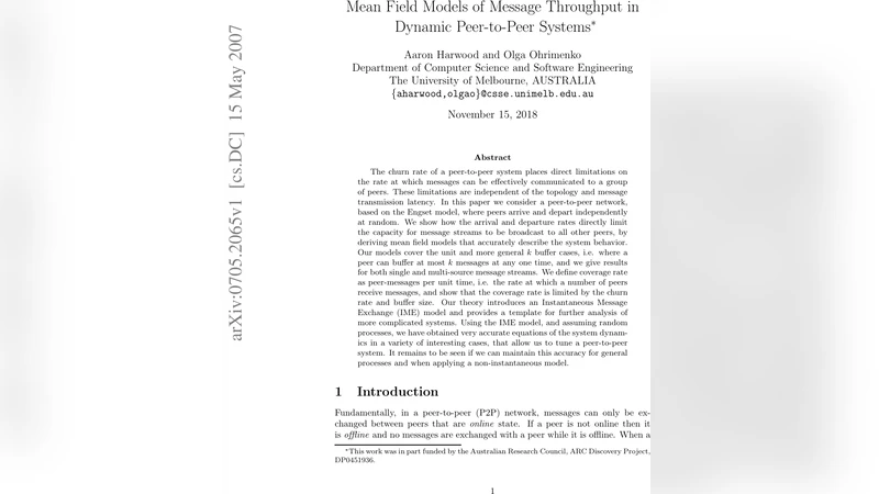 동적 피어투피 시스템의 메시지 처리량 평균장 모델
