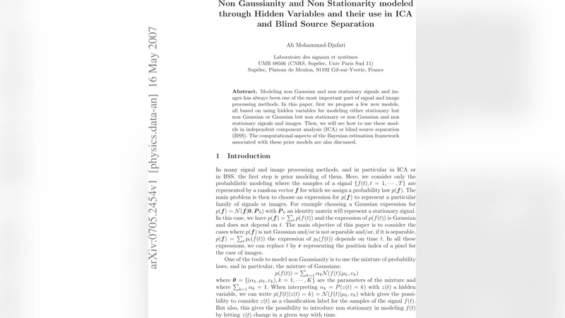 숨은 변수로 구현하는 비가우시안·비정상성 모델과 ICA·BSS 활용