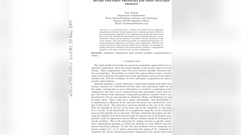 안전한 두 당사자 점 포함 프로토콜