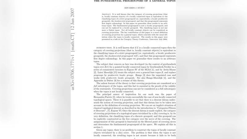 일반 토포스의 근본 프로군상과 새로운 피복 사영 정의