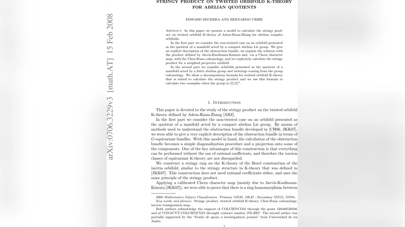 아벨리안 궤도 K 이론의 문자열곱 모델