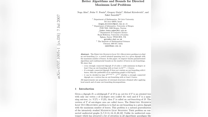 방향 그래프 최대 잎사귀 문제의 알고리즘 혁신