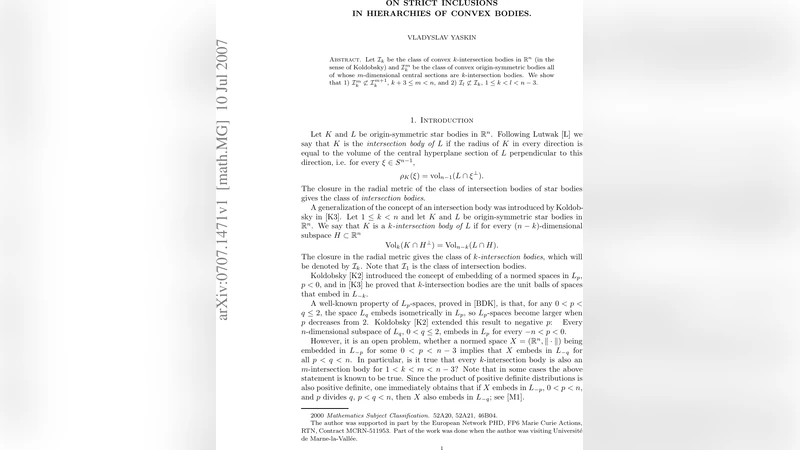 볼록체 계층에서 엄격한 포함 관계에 관한 연구