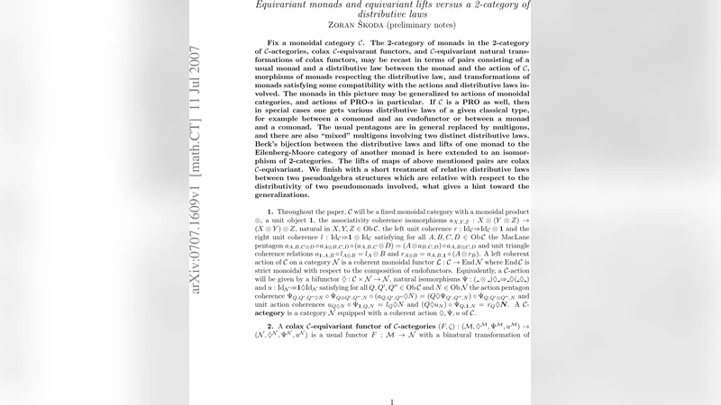 동형성 모나드와 분배법칙 2범주적 관점