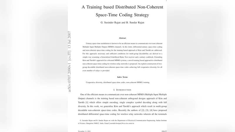 훈련 기반 분산 비동기 공간‑시간 코딩 전략