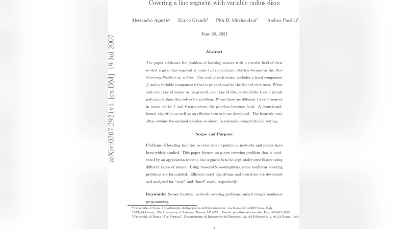 선분을 가변 반경 원판으로 커버하기