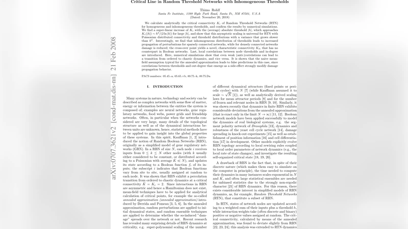 임계선과 비균일 임계값을 가진 무작위 임계 네트워크의 동역학