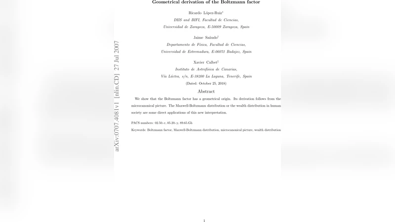 볼츠만 인자의 기하학적 유도와 응용