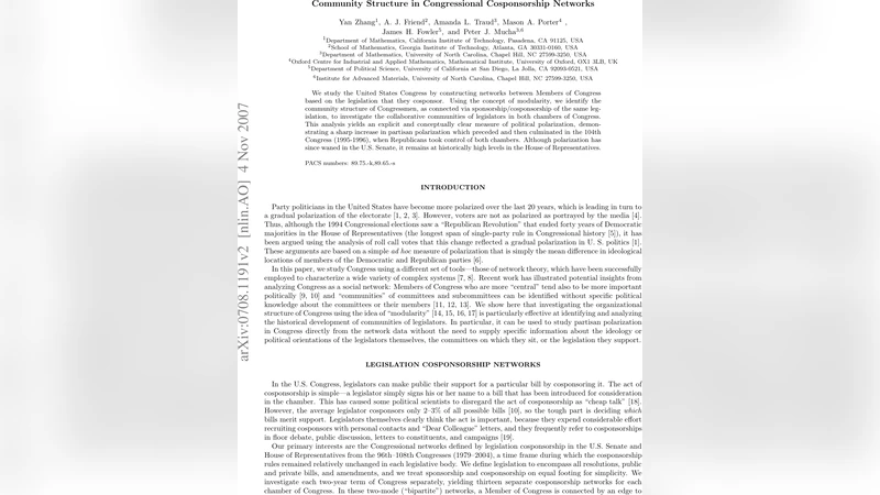 의회 공동후원 네트워크의 공동체 구조와 양극화