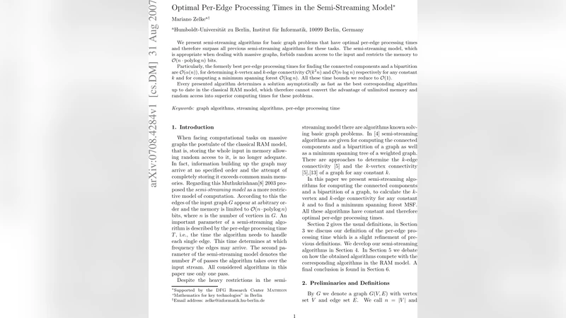 반정밀 스트리밍 모델에서 최적의 엣지당 처리 시간