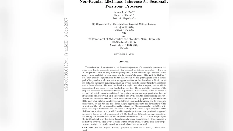 계절 지속성 프로세스의 비정규 가능도 추정