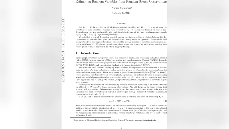 희소 관측으로부터 무작위 변수 추정