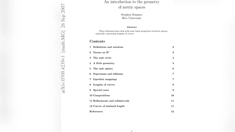 거리공간 기하학 입문