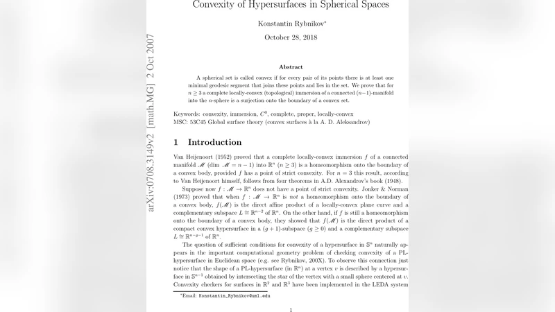 구면 공간 초곡면의 볼록성