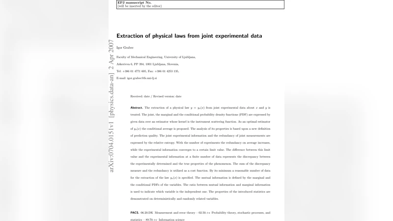 공동 실험 데이터로부터 물리 법칙을 추출하는 새로운 통계적 접근법