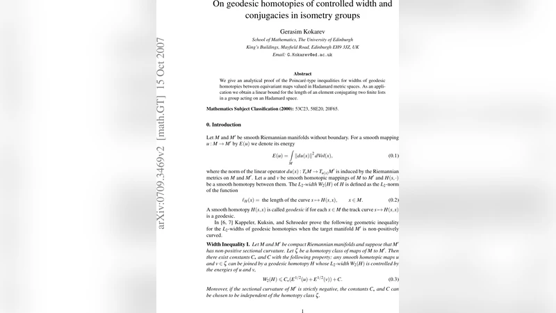 제어된 폭의 측지 동형사상과 등거리군 내 동형 변환 길이 제한