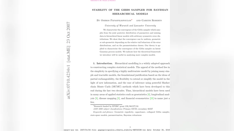 베이지안 계층 모델 Gibbs 샘플러 수렴성 분석