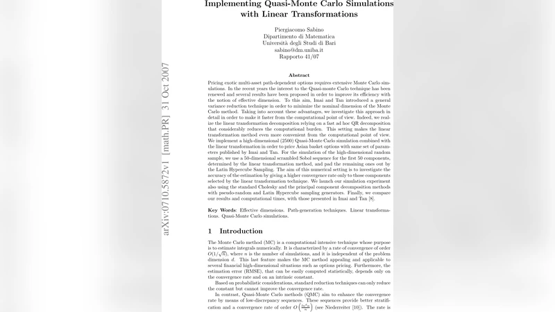 고차원 퀘이시‑몬테카를로 시뮬레이션을 위한 선형 변환 가속화