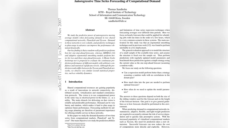 컴퓨팅 수요 예측을 위한 자기회귀 시계열 분석