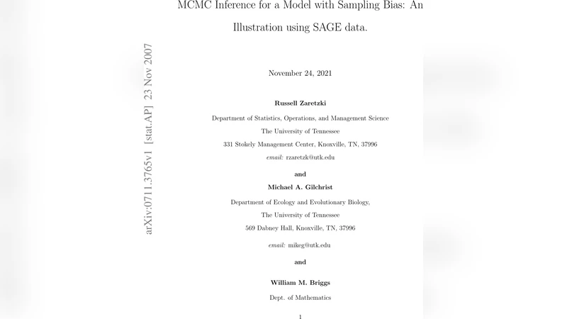 샘플링 편향 모델의 MCMC 추정과 SAGE 데이터 적용