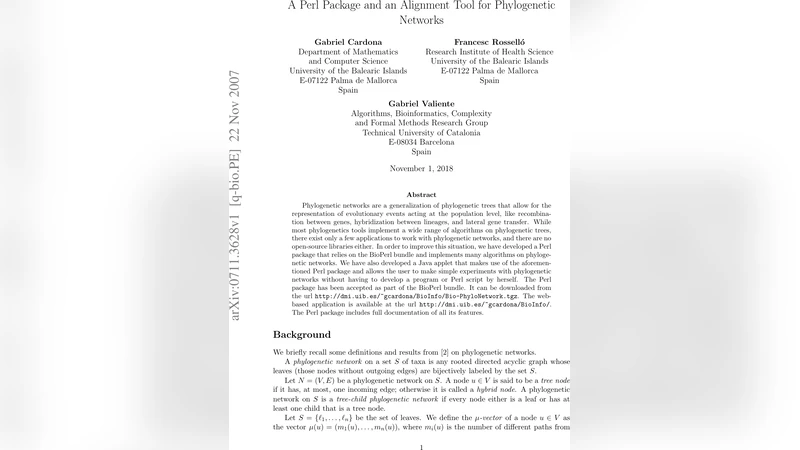 진화 네트워크 분석을 위한 Perl 패키지와 정렬 도구