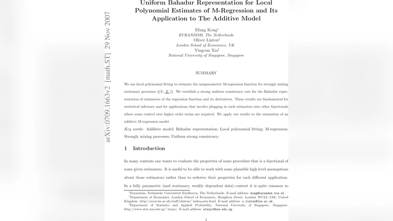 지역다항식 기반 M 회귀의 일관된 바하두르 전개와 가법 모델 적용