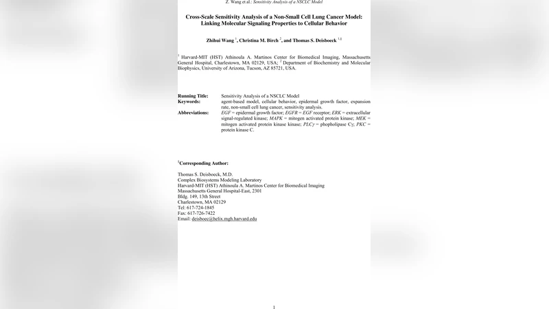 비소세포폐암 모델의 다중 스케일 민감도 분석 분자 신호와 세포 행동 연결