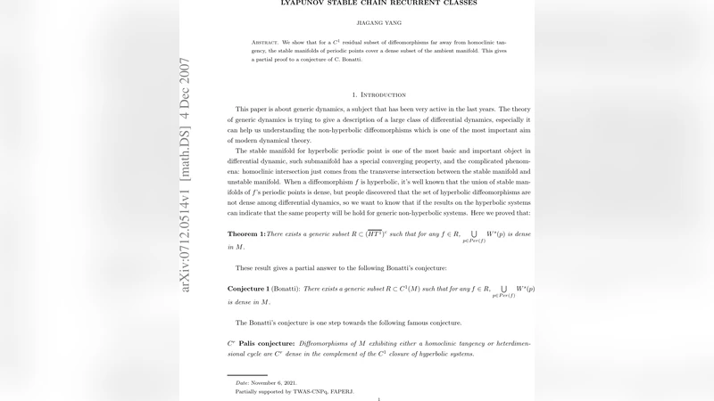 안정적인 사슬 재발 클래스와 주기점 안정다양체의 조밀성