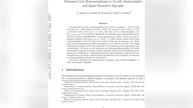 지역완전·준전이 그래프의 최소 비용 동형 사상 복잡도 전이