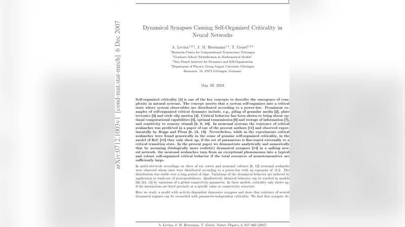 동적 시냅스가 만든 신경망의 자기조직화 임계현상