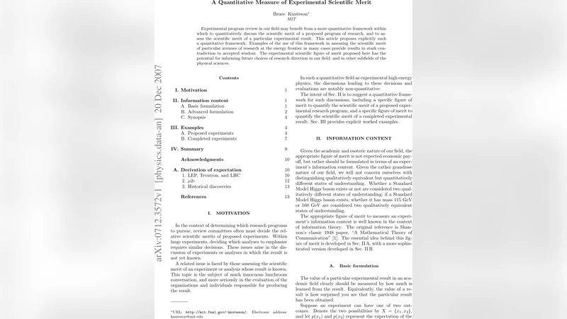실험 과학적 가치의 정량적 측정