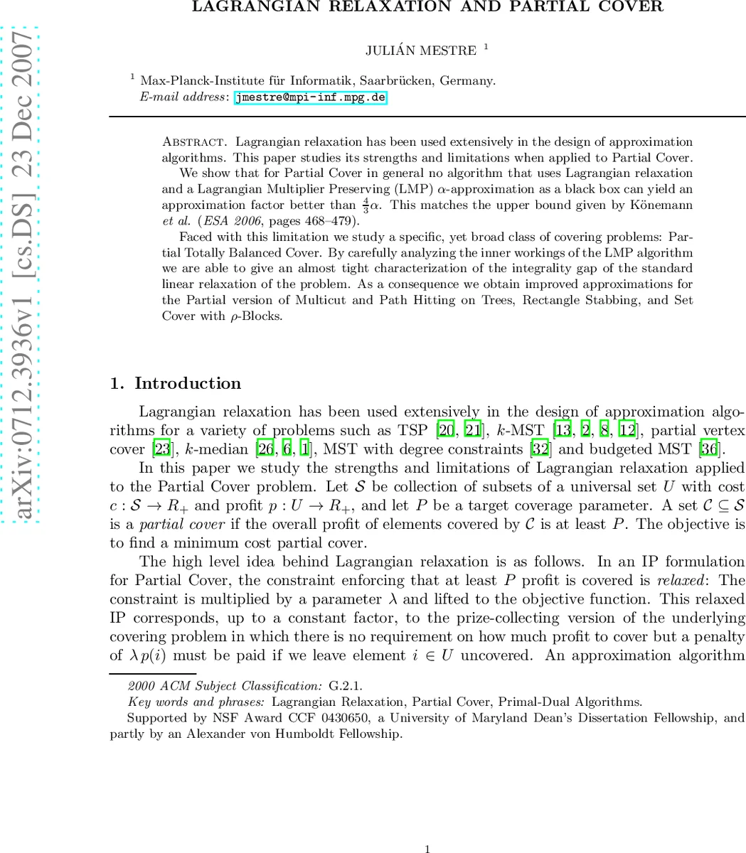 라그랑주 완화와 부분 커버: 한계와 새로운 근사 알고리즘